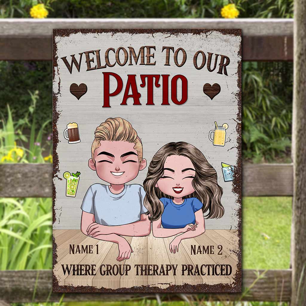 Group Therapy Practiced Here - Personalized Backyard Rectangle Metal Sign