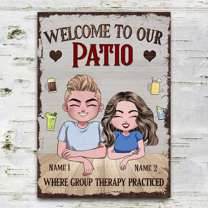 Group Therapy Practiced Here - Personalized Backyard Rectangle Metal Sign