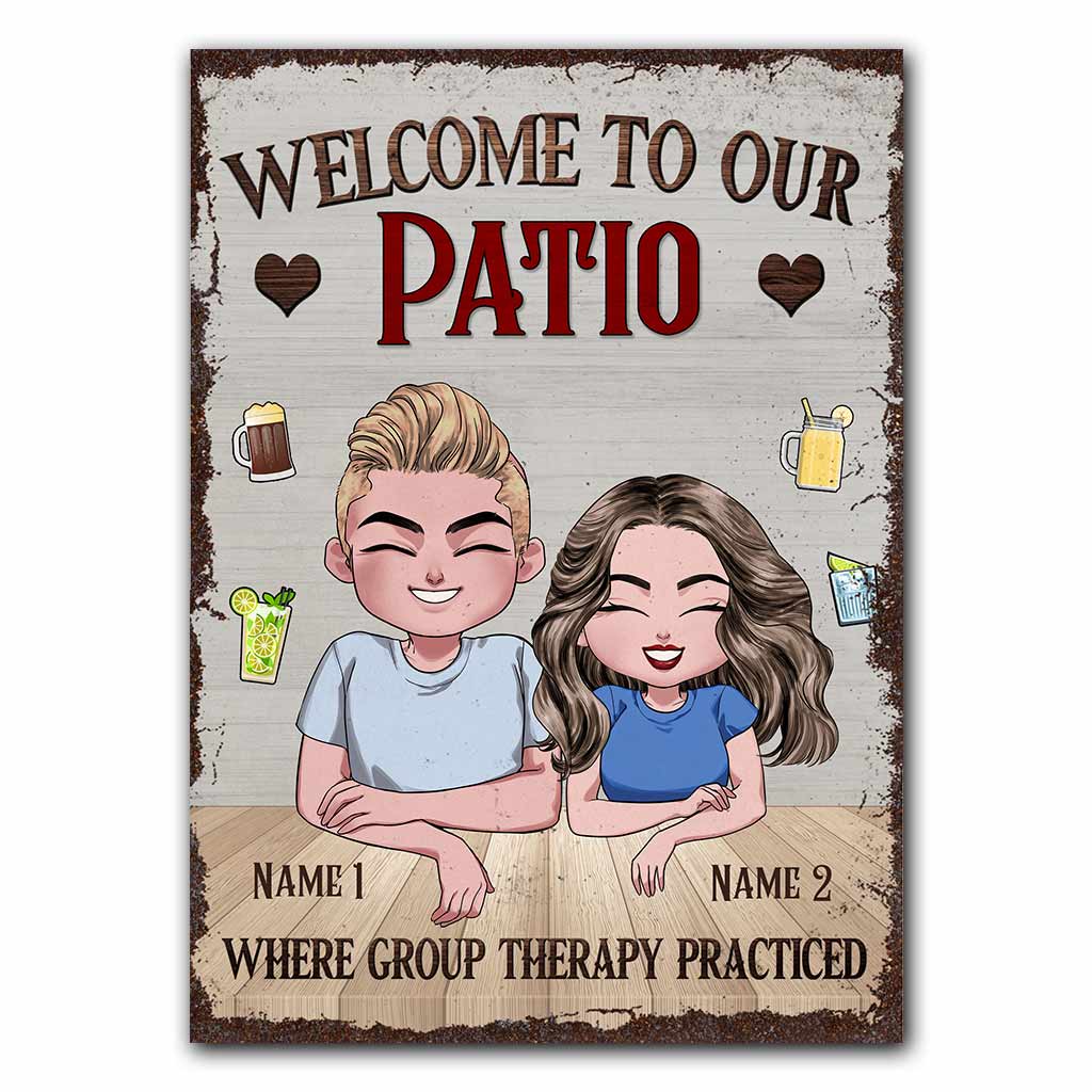 Group Therapy Practiced Here - Personalized Backyard Rectangle Metal Sign