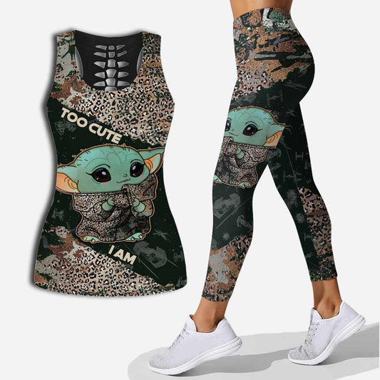 Too Cute I Am - Personalized Hollow Tank Top And Leggings