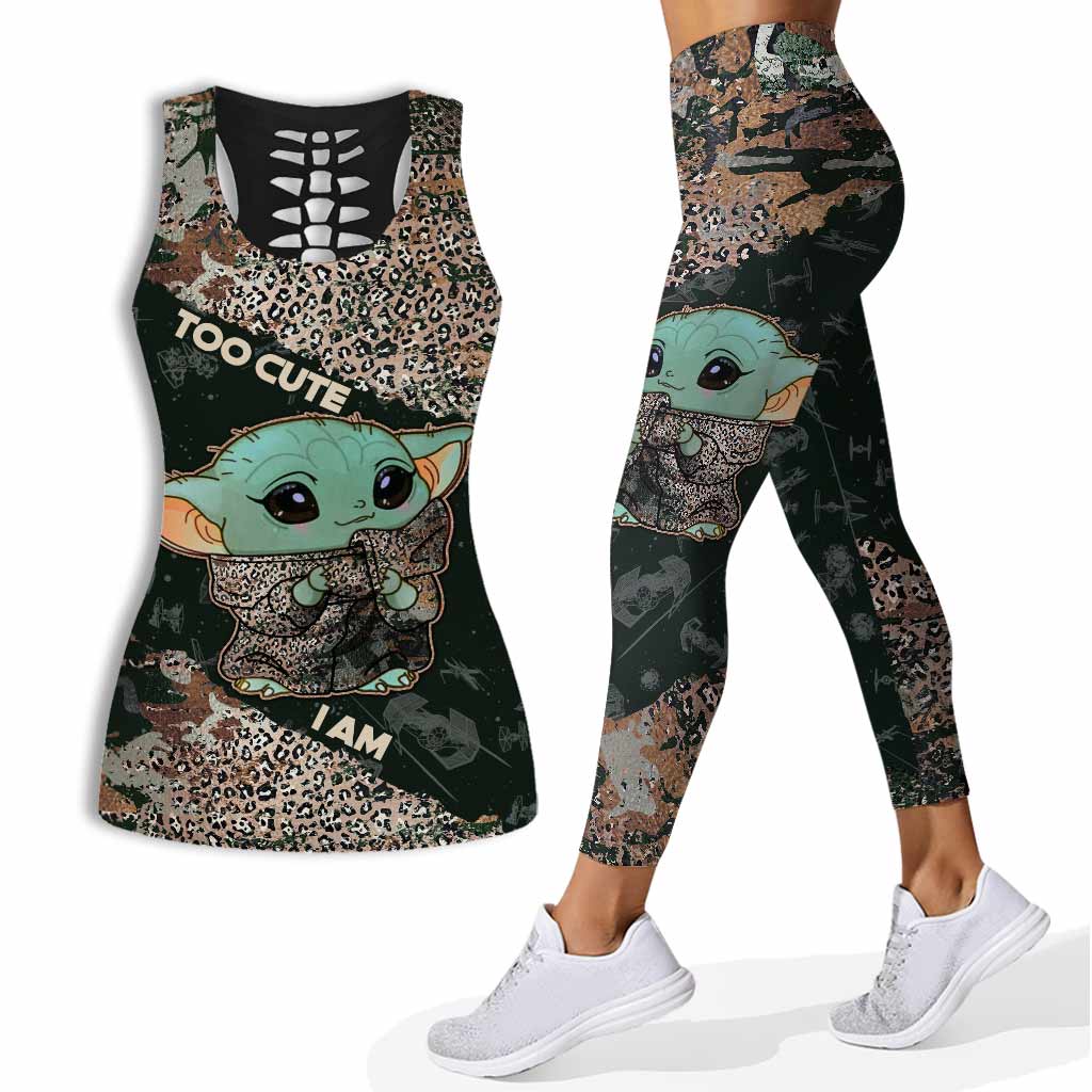 Too Cute I Am - Personalized Hollow Tank Top And Leggings