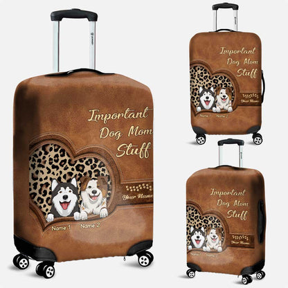 Important Dog Mom Stuff - Personalized Luggage Cover