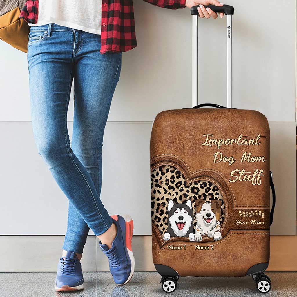 Important Dog Mom Stuff - Personalized Luggage Cover