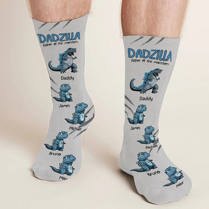 Dadzilla Father Of Monsters - Personalized Father Socks