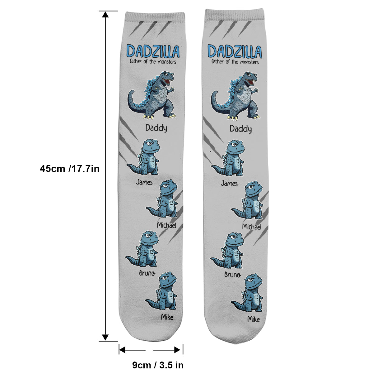 Dadzilla Father Of Monsters - Personalized Father Socks