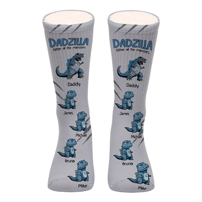 Dadzilla Father Of Monsters - Personalized Father Socks