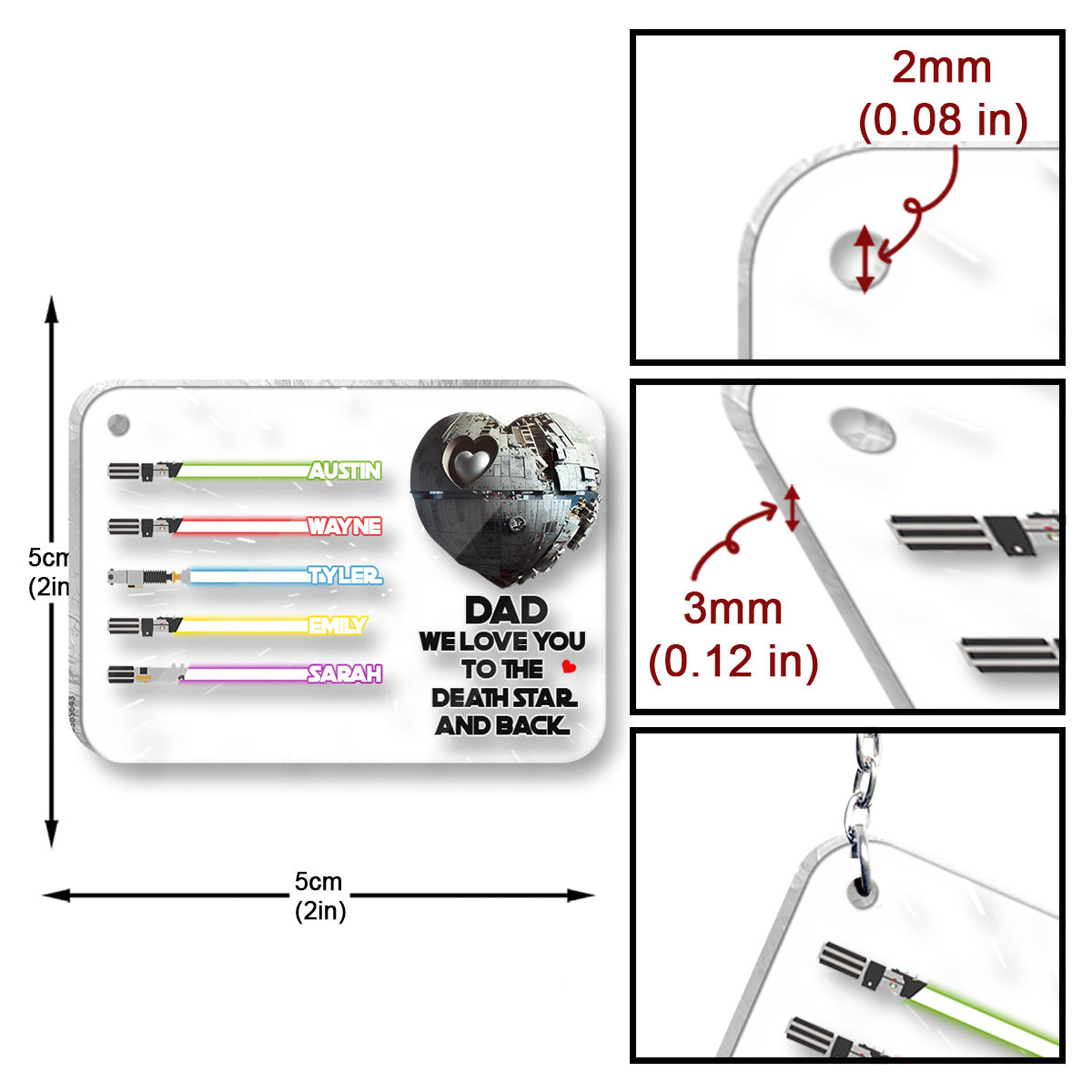 We Love You To The Death Star And Back - Personalized The Force Transparent Keychain