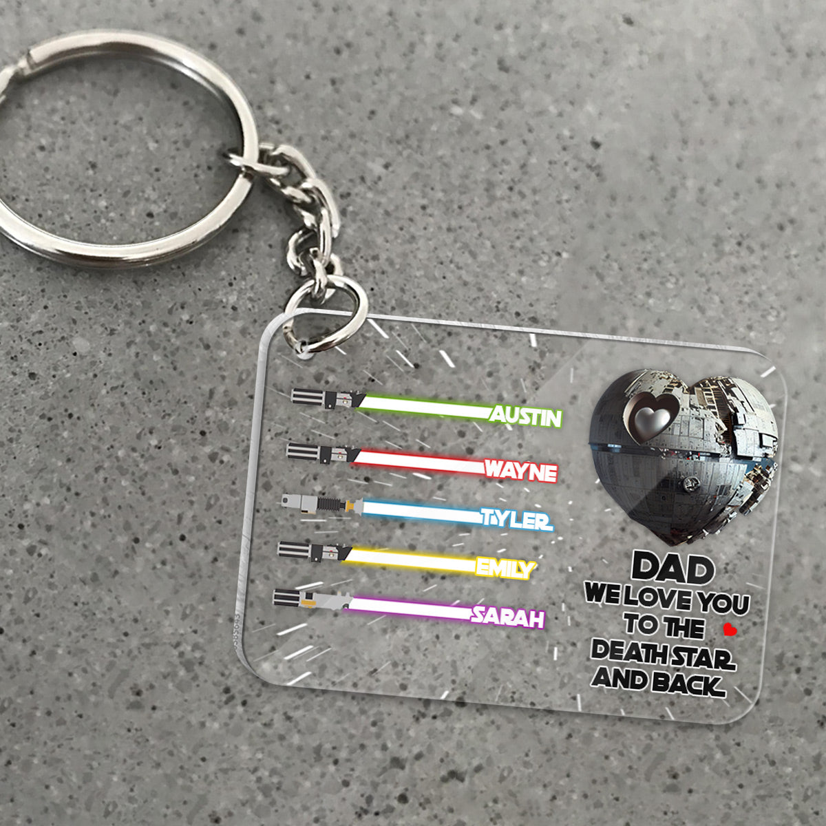 We Love You To The Death Star And Back - Personalized The Force Transparent Keychain