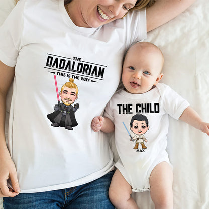 The Dadalorian This Is The Way - Personalized Father T-shirt And Baby Onesie