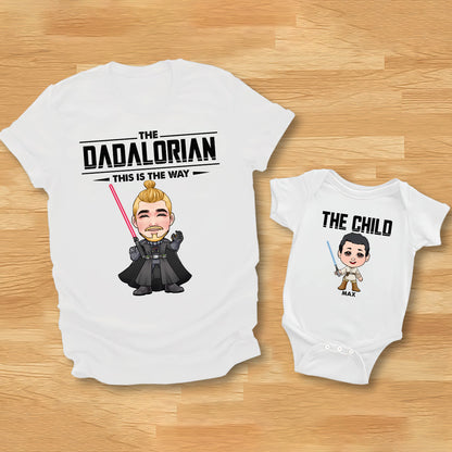 The Dadalorian This Is The Way - Personalized Father T-shirt And Baby Onesie