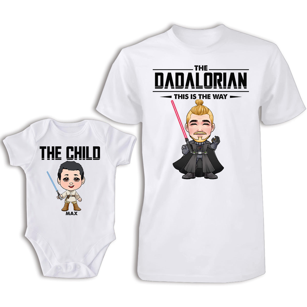 The Dadalorian This Is The Way - Personalized Father T-shirt And Baby Onesie