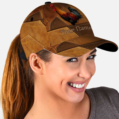 Chicken Whisperer Personalized Leather Pattern Print Cap