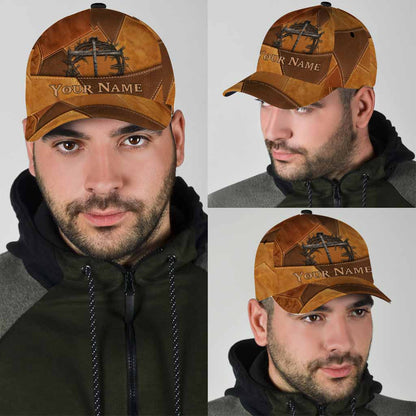 Faith Personalized Leather Pattern Print Cap