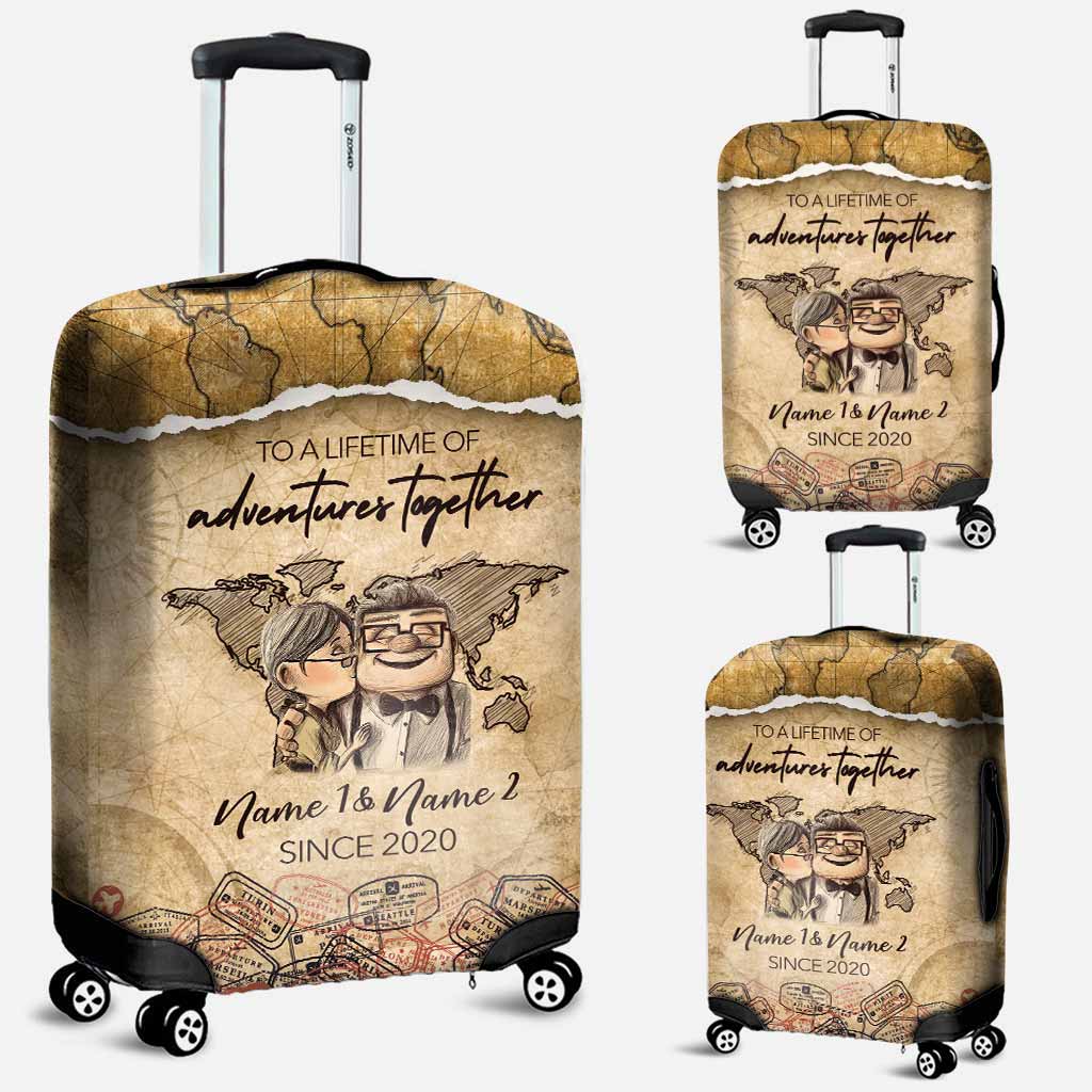 To A Lifetime Of Adventures Together - Personalized Couple Travelling Luggage Cover