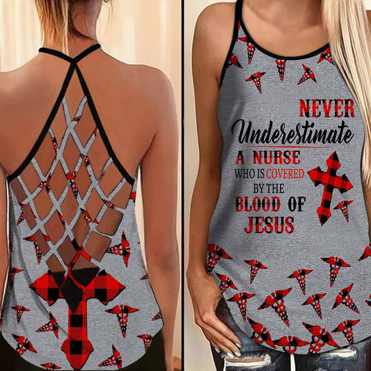 Never Underestimate  - Nurse Cross Tank Top