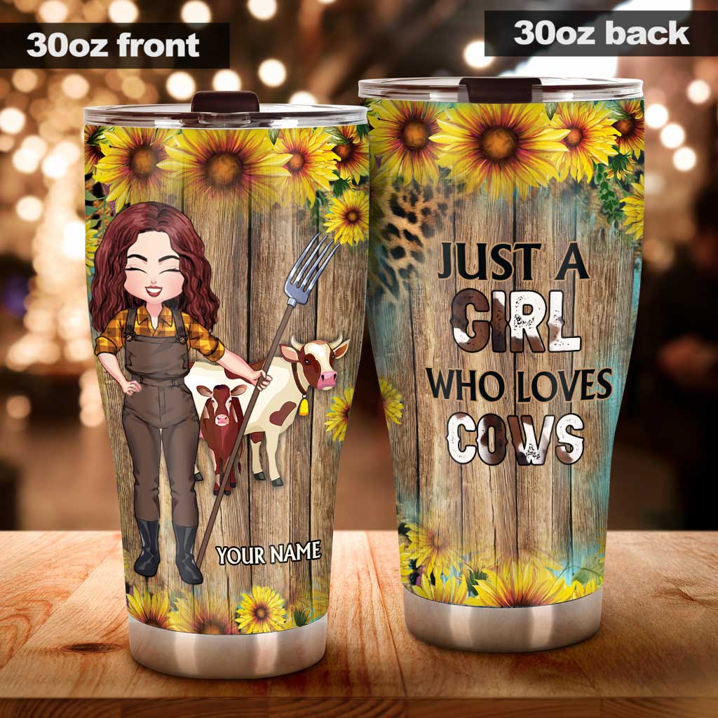 Just A Girl Who Loves Cows - Personalized Cow Tumbler