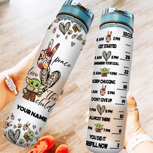 Peace Love The Child - Personalized The Force Water Tracker Bottle