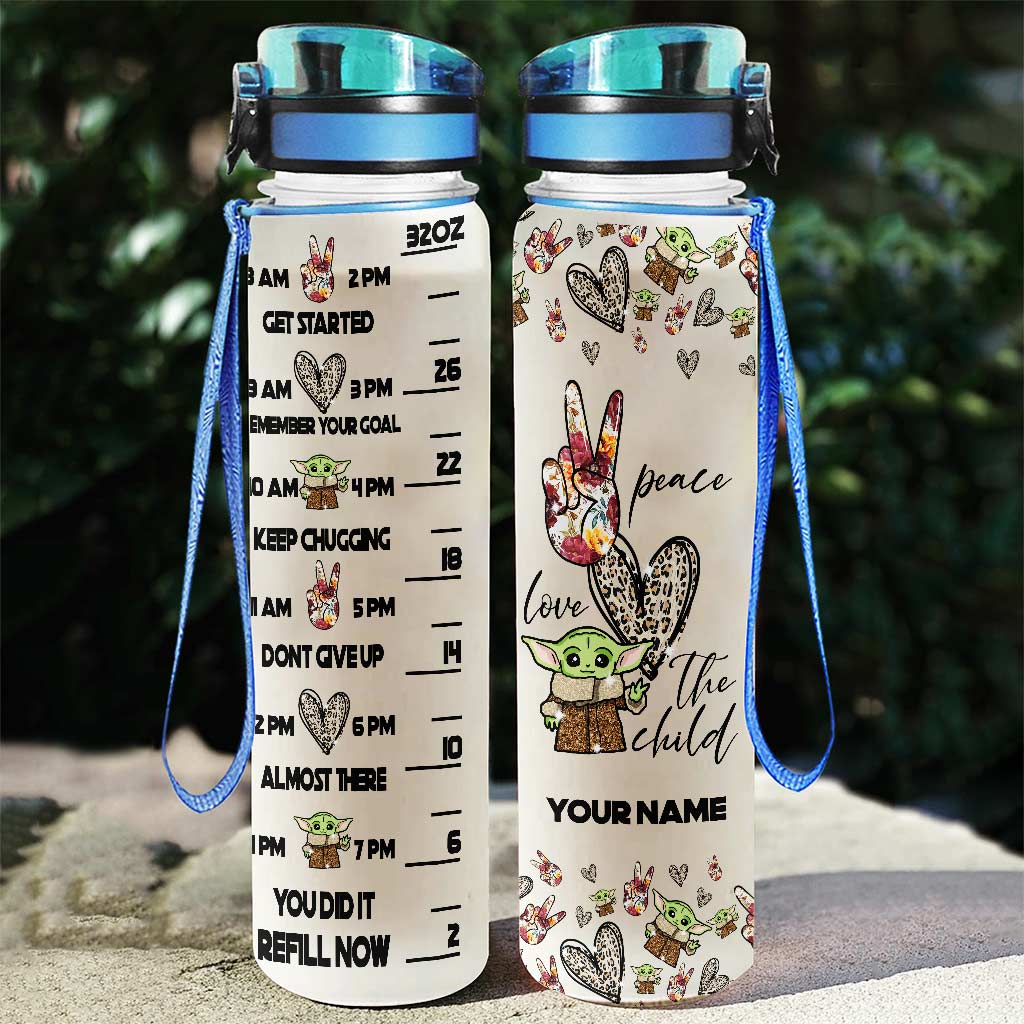 Peace Love The Child - Personalized The Force Water Tracker Bottle