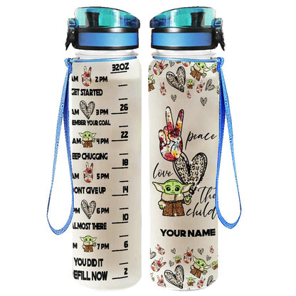 Peace Love The Child - Personalized The Force Water Tracker Bottle