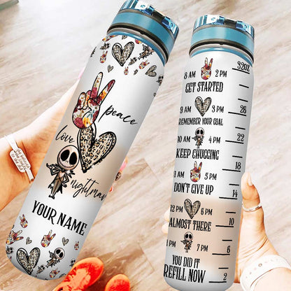 Peace Love Nightmare - Personalized Nightmare Water Tracker Bottle