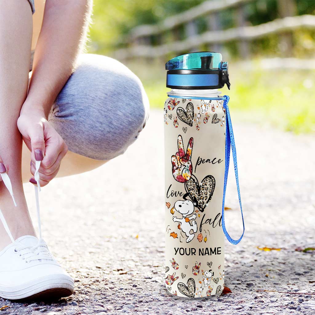 Peace Love White Dog - Personalized Water Tracker Bottle