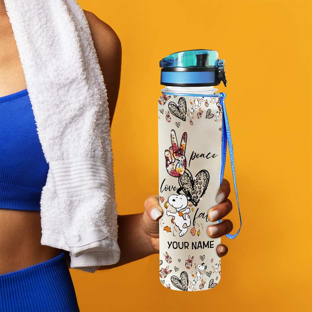 Peace Love White Dog - Personalized Water Tracker Bottle