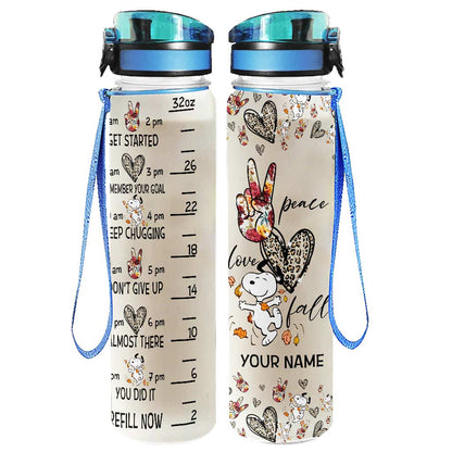 Peace Love White Dog - Personalized Water Tracker Bottle