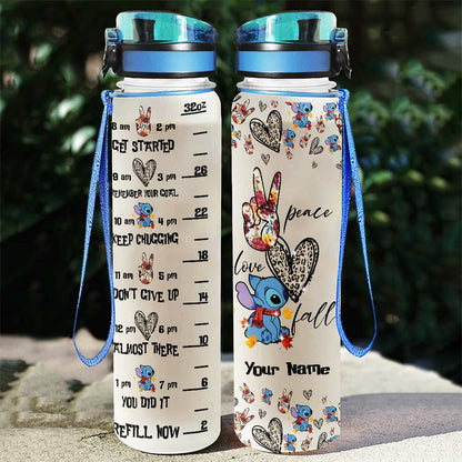 Peace Love Ohana - Personalized Ohana Water Tracker Bottle