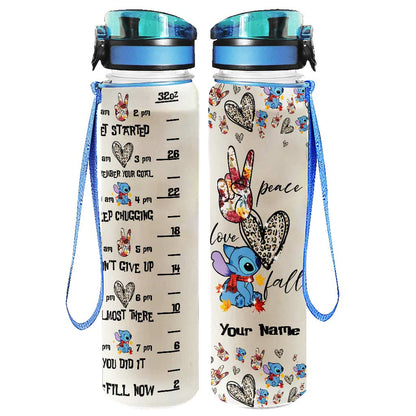 Peace Love Ohana - Personalized Ohana Water Tracker Bottle