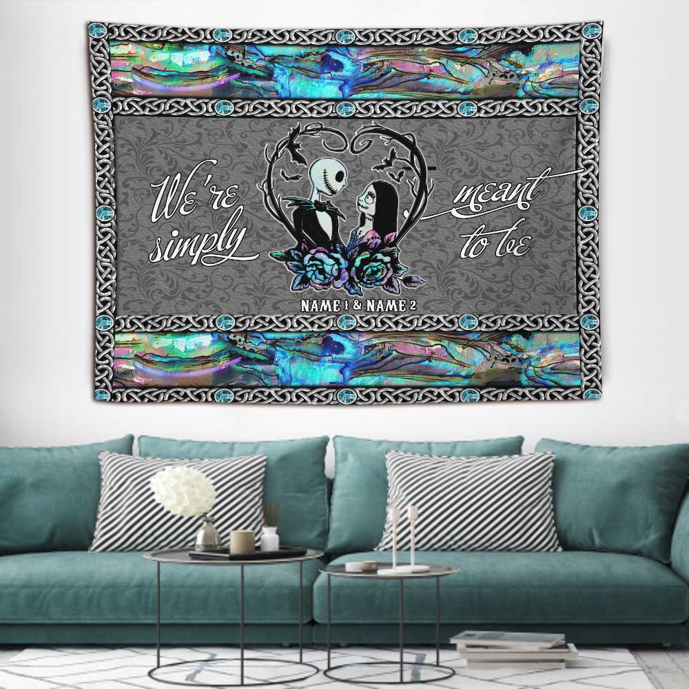 We're Simply Meant To Be - Personalized Couple Nightmare Wall Tapestry