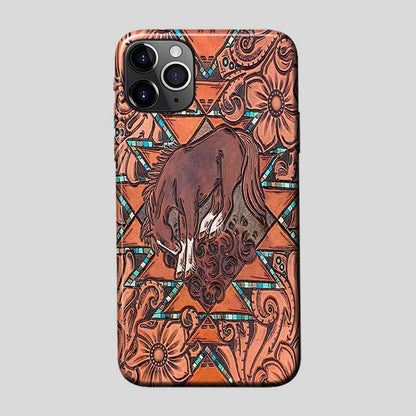 Love Horses Leather Pattern Print Phone Case