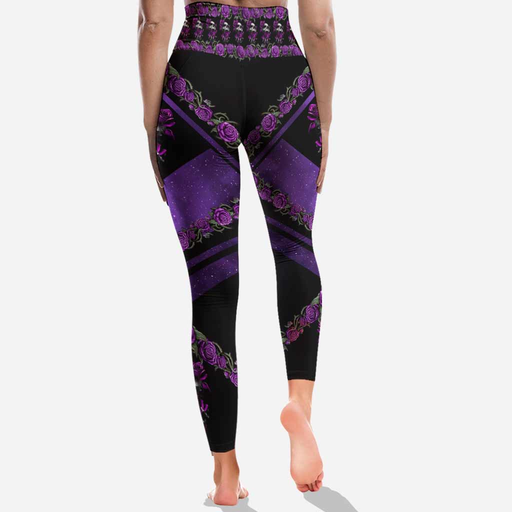 Love Skulls Purple Roses Leggings
