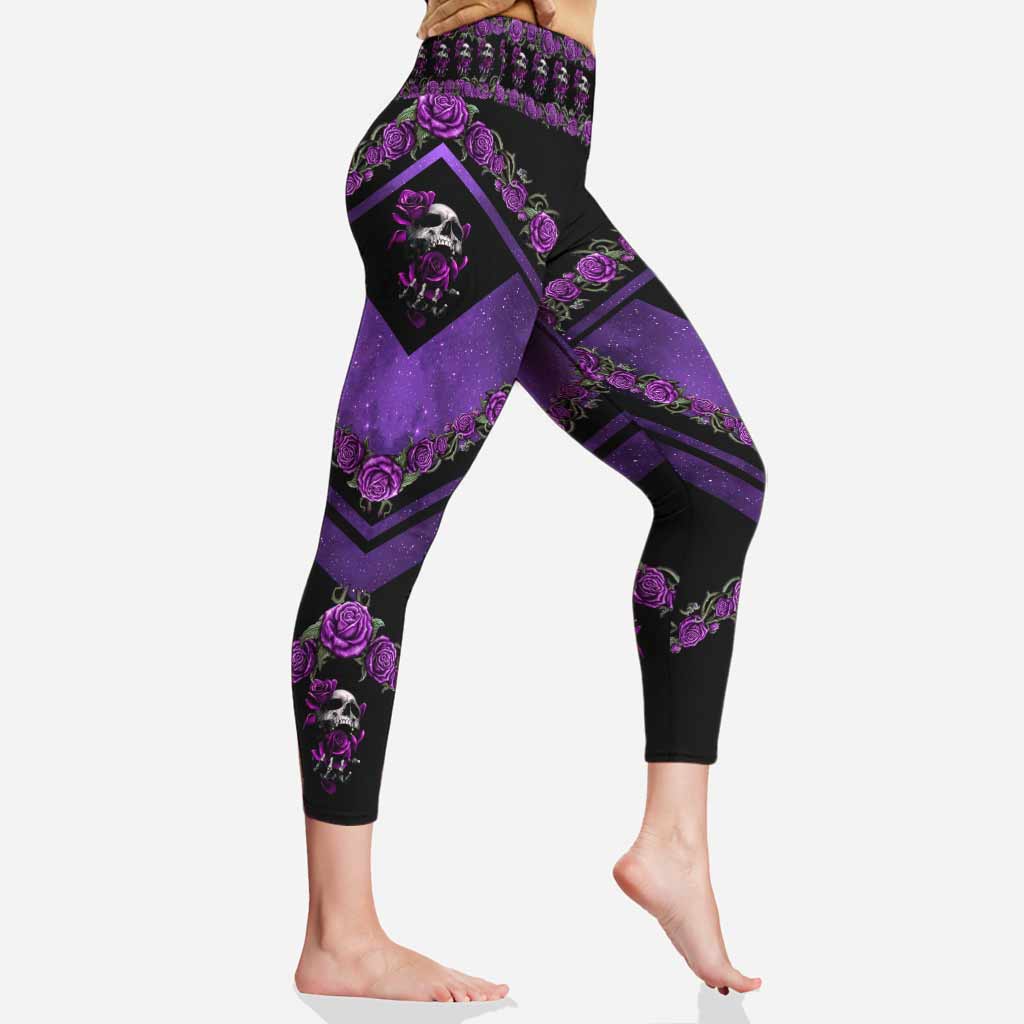 Love Skulls Purple Roses Leggings