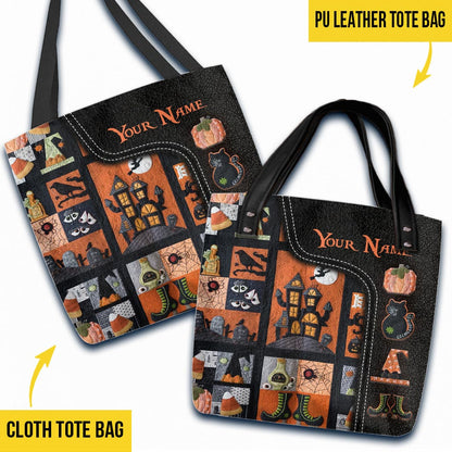 My Broom Broke So Now I Quilt Halloween Personalized Tote Bag