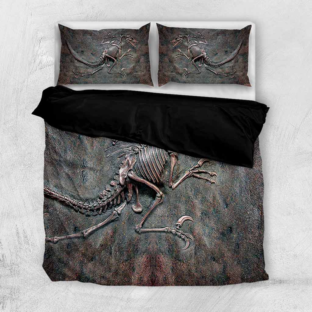 Dinosaur Fossil Metal Pattern Printed Bedding Set