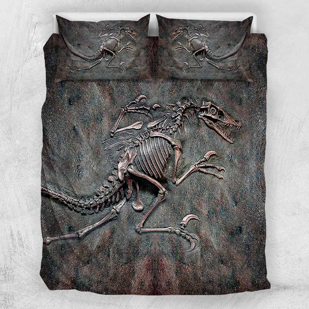 Dinosaur Fossil Metal Pattern Printed Bedding Set