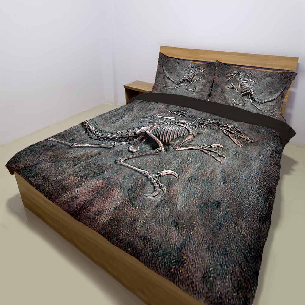 Dinosaur Fossil Metal Pattern Printed Bedding Set