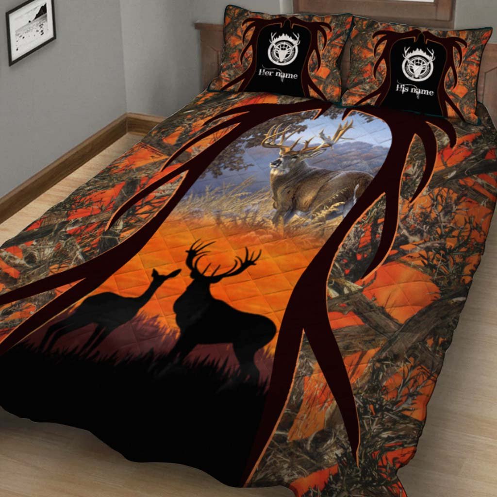 Hunting Couple - Personalized  Quilt Set