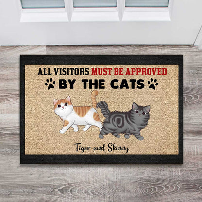 All Visitors Must Be Approved By Cats - Personalized Cat Doormat