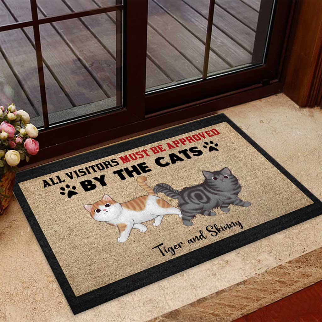 All Visitors Must Be Approved By Cats - Personalized Cat Doormat