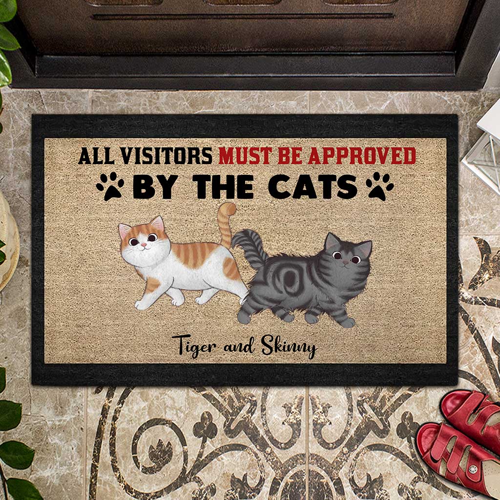 All Visitors Must Be Approved By Cats - Personalized Cat Doormat