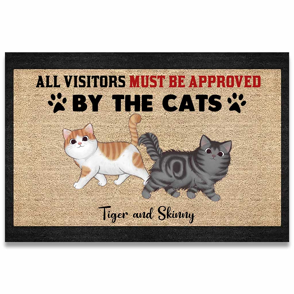 All Visitors Must Be Approved By Cats - Personalized Cat Doormat