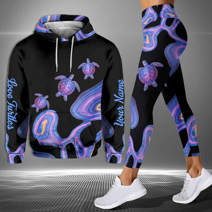 Love Turtles Free Line Hologram - Personalized Turtle Hoodie and Leggings