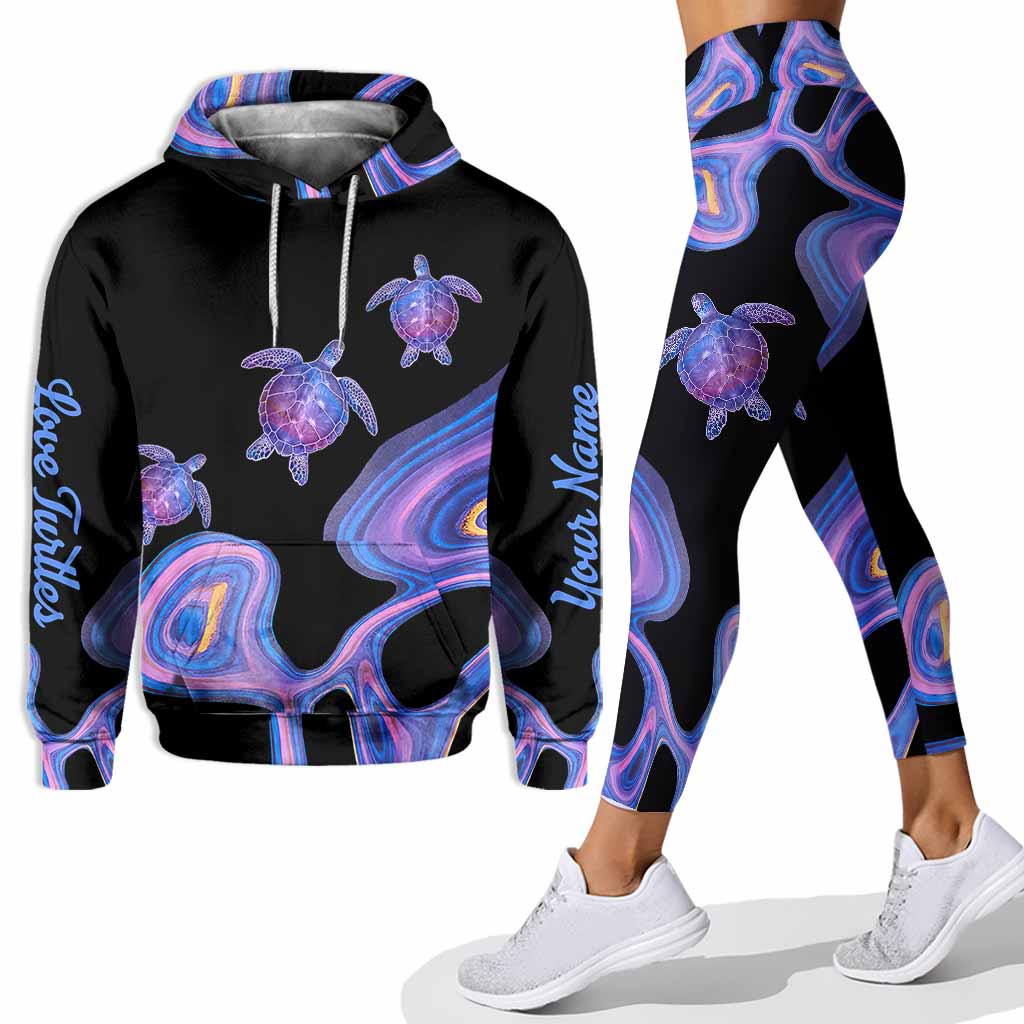 Love Turtles Free Line Hologram - Personalized Turtle Hoodie and Leggings