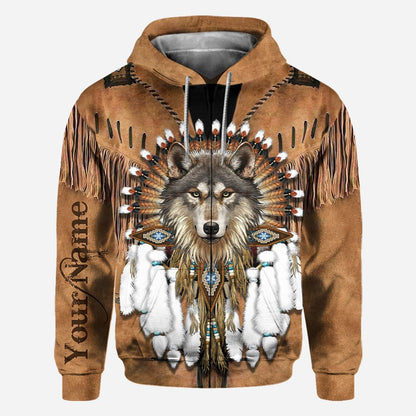 Indigenous - Personalized American Indian All Over T-shirt and Hoodie With Leather Pattern Print