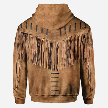 Indigenous - Personalized American Indian All Over T-shirt and Hoodie With Leather Pattern Print