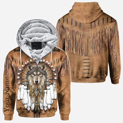 Indigenous - Personalized American Indian All Over T-shirt and Hoodie With Leather Pattern Print