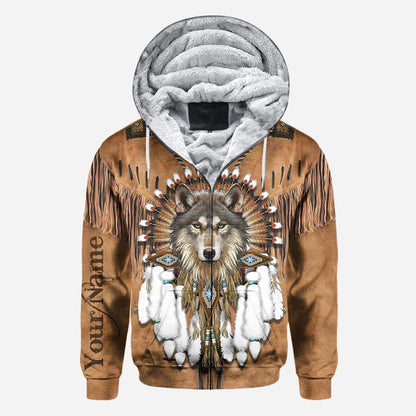 Indigenous - Personalized American Indian All Over T-shirt and Hoodie With Leather Pattern Print