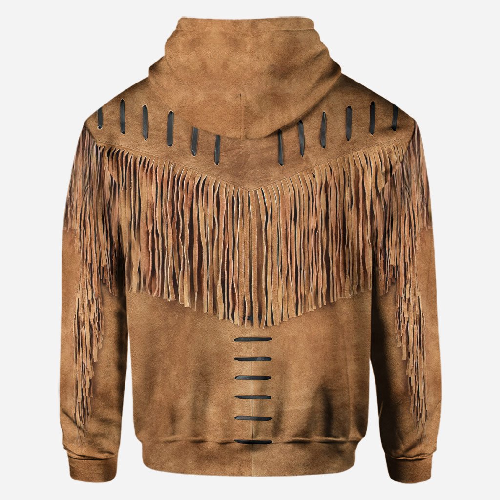 Indigenous - Personalized American Indian All Over T-shirt and Hoodie With Leather Pattern Print