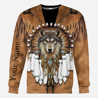 Indigenous - Personalized American Indian All Over T-shirt and Hoodie With Leather Pattern Print